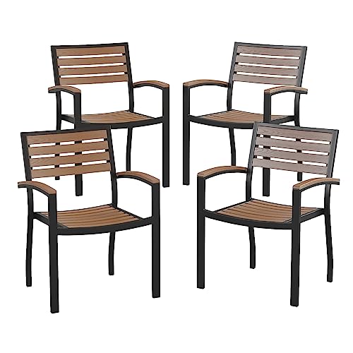 Flash Furniture Commercial Aluminum Stackable Side Chair, Black, 4-Pack