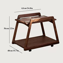 living room table Retro Solid Wood Cart Side Table End Table, Plant Stand with 2 Tier Open Shelf, Coffee Table Sofa Side Table Nightstand Bed Side Table with Wheels Home Décor outdoor side table