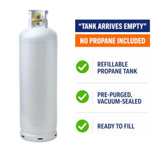 Flame King 100LB (23 Gal) Multi-Valve Propane Tank with High Capacity Filler, Great for Mixed Heating Systems, Home fireplaces, Dryers and Grills