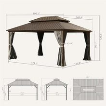 12x16 FT Hardtop Gazebo with Double Roof Canopy, Aluminum and Steel Frame Outdoor Pavilion for Backyard Parties, Weddings, and Dining