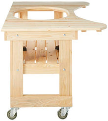 Primo 600 Cypress Wood Table for Primo Oval XL Grill, 4 Wheels