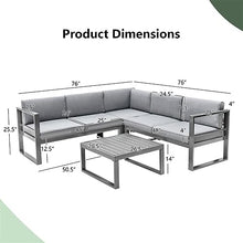 YWMLFZ 4PCS Patio Furniture Set Aluminum Frame Loveseat Coffee Table Cushions Deck Grey