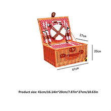 Wicker Picnic Basket Durable Picnic Hamper Set Outdoor Picnic Accessories with Cooler Compartment and Cutlery Does Not Include Knives for Outdoor Picnics