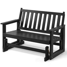 Furnimart Patio Glider Bench, HDPE All-Weather Outdoor Glider for 2-Person, Heavy-Duty No-Wobble Frame, Supports 660 LBS, Porch, Backyard, Garden & Deck, Black