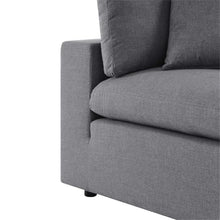 Afuera Living Modern Outdoor Patio Armless Chair, 36" Wide Cushioned Seat, Powder-Coated Aluminum Frame, All-Weather UV-Resistant Gray Fabric Covers, Non-Marking Foot Caps for Porch, Patio, Poolside