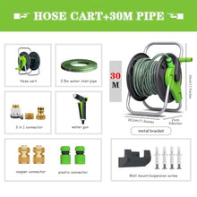 Wall Mounted Hose Rack for Hose Reel, Water Hose Reel, Outdoor Portable Hose Cart, Household Cleaning Hose, Mobile Type (Hose Cart+30m Pipe)