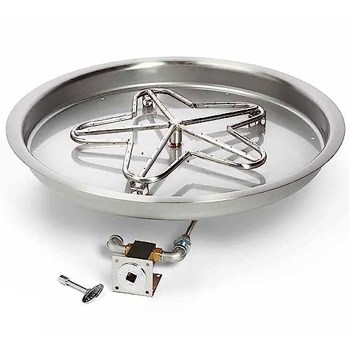 HPC Fire Match Light Fire Pit Burner Kit (PENTA25MLFPK-FLEX-NG), 25-Inch Bowl Pan, Natural Gas, UL Listed