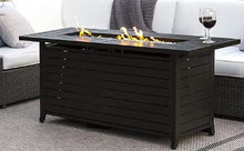 PrimeGlo 54'' Propane Fire Pit Table with Lid, Wind Screen, Fire Glass, Cover Included, Rectangular Fire Pit Table, 50000BTU, Black Mocha Finish