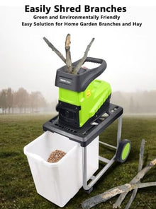 Electric Wood Chipper, 2800W, Small Household, Fruit and Garden Wood Chipper for Wood and Tough Garden Debris