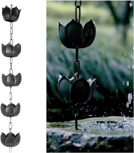 OGMOYT Rain Chains for Gutters, Roof Rain Collectors/Diverters, Metal Chain Rain Chains for Villas and Temples