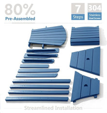 PASAMIC Tall Adirondack Chairs Set of 8, All-Weather HDPE Patio Chairs with Double Connecting Trays, Bar Height Heavy-Duty Outdoor Chairs for Garden, Backyard, Balcony, Blue