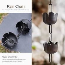 YUSIWOAL Pewter Rain Chain Petals Cups for Gutter Downspout Alternative, Adjustable Copper Rain Catcher for Eaves Drainage(Style1,300cm (10ft))