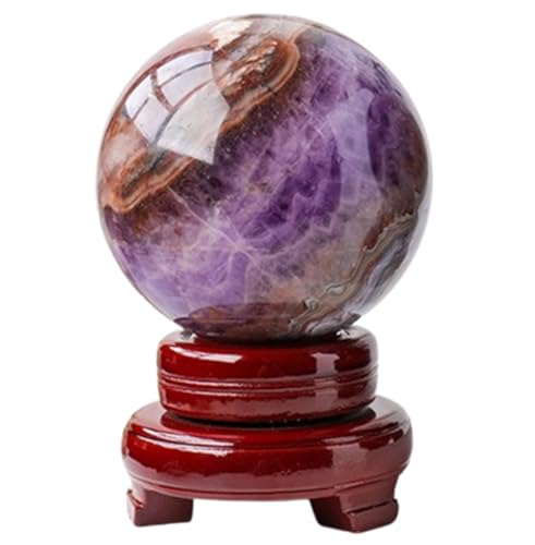 FOTCFATEV Quartz Crystal Ball Amethyst Sphere Ornaments Small Gemstone Figurine with Decorative Stand for,85~90mm