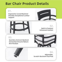 Tanimoreg Set of 2 Modern Outdoor Swivel Bar Stools, Weather Resistant Aluminum Patio Bar Chairs with 360° Rotation Sunbrella Fabric Cushion Ergonomic Armrest for Deck Garden Backyard Poolside