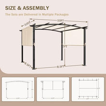 Meetleisure 10' x 10' Arched Top Outdoor Pergola, Pergola Canopy with with Adjustable and Retractable Canopy for Patio Use, Metal Pergola with Durable and Sturdy Frame & Water-Resistant Canopy, Beige