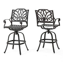 Christopher Knight Home Alfresco Outdoor Bronze Finished Cast Aluminum Barstools, 2-Pcs Set, Bronze