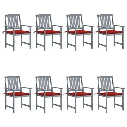 KUTYWEXFM 8 Piece Solid Acacia Wood Patio Chairs with Cushions Gray