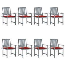 KUTYWEXFM 8 Piece Solid Acacia Wood Patio Chairs with Cushions Gray