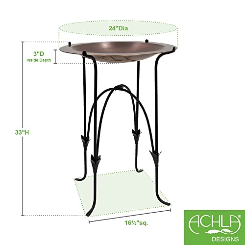 Achla Designs 201-0004 24" Classic Phoebe Stand Birdbath, Antique Copper Plated