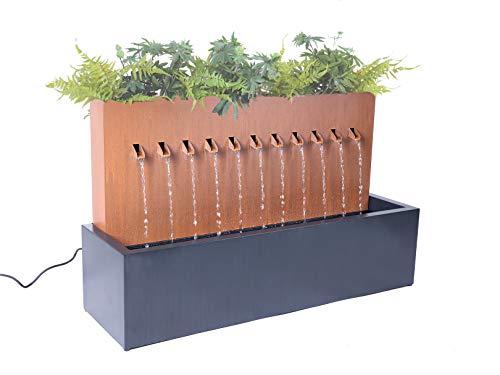 Hi-Line Gift Ltd. Two-Toned ZINC Metal Fountain with Planter, Rust; Black