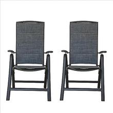 Folding Patio Chairs Set of 2, Aluminium Frame Reclining Sling Lawn Chairs with Adjustable High Backrest, Patio Dining Chairs for Outdoor, Camping,Porch (Double-Layered Textilene Fabric, 2 Chairs)