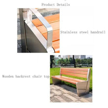 yinxx240708 Heavy-Duty Outdoor Benchs Stainless Steel Frame Wooden Bench, Outdoor Park Backrest Chair Garden Patio Leisure Seating Slatted Seat for Park, Yard & Porch(Large)