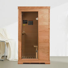INFRADELUX 1 Person Far Infrared Home Sauna, Low EMF Indoor Personal Sauna Box with 6 Carbon Panels, 960W/120V, Built-in Speaker System, Digital Controls & Tea Tray, Indoor Wellness Relaxation