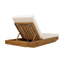 Christopher Knight Home 2-Pack Acacia Wood Chaise Lounge Chair, Teak Finish Outdoor Recliner with Cream Cushion, Heavy Duty 300 lbs, 79.6" x 29", Ideal for Patio Poolside Sunbathing
