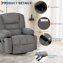 Garvee Oversized Recliner Chair,Extra Wide 360° Swivel Rocker Massage Heat