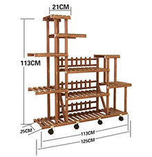 BIOMICE Plants Stand Wood Plant Shelf Display Rack Outdoor Flower Garden Balcony Living Room Plant Holders Indoor(Without Wheels)