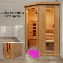Smartmak Far Infrared Sauna Room with Recliner, 1 Person Indoor Canadian Hemlock Sauna Room, Carbon Crystal Heating Panel and Heating Tubes, 7 Color Light, Oxygen Bar, Bluetooth Speaker (220V, 2300W)