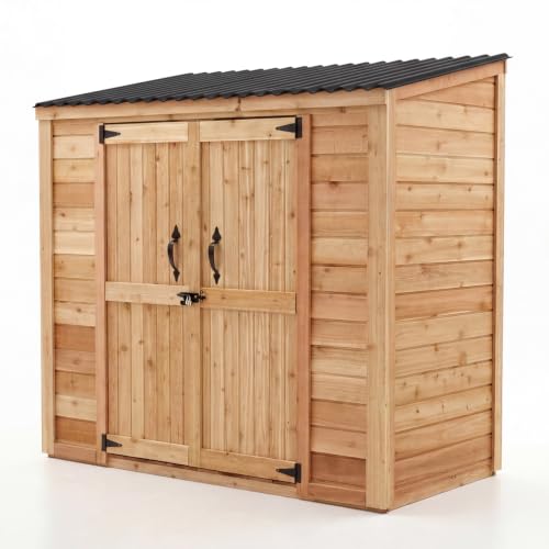 Outdoor Living Today 3 ft. D x 6 ft. W Cedar Wood Garden Chalet Shed with Double Doors and Metal Roof (18 sq. ft.) (Metal Roof)