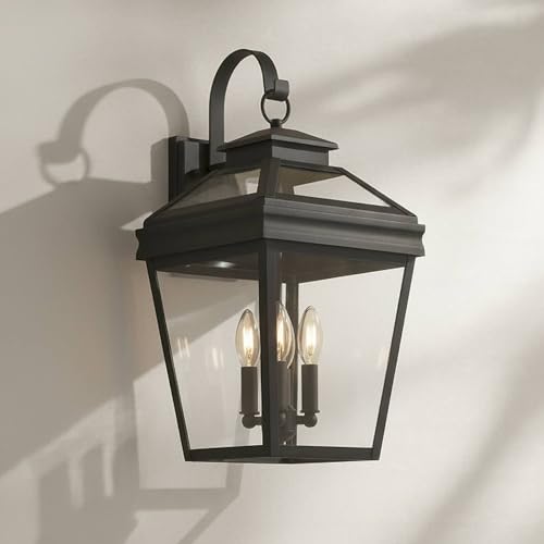 Stratton Street 22" Black Traditional Outdoor Lantern Wall Light Fixture