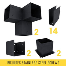 DIY Attached Pergola Bracket Kit with Roof Rafters - 6x6 Posts + 2x6 Rafters - Build Up to 12' x 12' - Steel Hardware Only