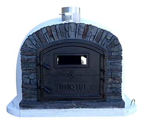 Authentic Pizza Ovens Ventura Preto Premium Wood-Fired Pizza Oven, Handmade in Portugal, Triple-Insulated Brick Oven, Rotisserie-Capable, Dutch Door, Stainless Steel Chimney, Thermometer Included