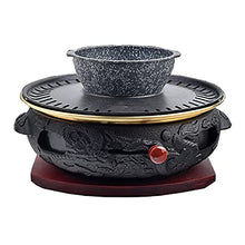 Charcoal Grill Portable Round Barbecue Stove Food Charcoal Stove With Grill Pan Soup Bowl Base Tabletop BBQ Grill Outdoor Cooking Picnic Barbecue (Color : Black Size : 33x14cm)