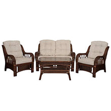Wickerix Alexa Living Sofa/Loveseat Dark Walnut Color Natural Rattan Wicker Handmade Design with Cushion
