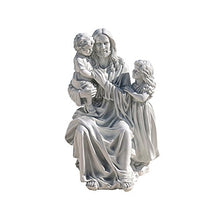 Design Toscano He Loves the Little Children Indoor/Outdoor Holy Religious Garden Statue, 28 Inches High, Cast Stone Resin, Antique Stone Finish