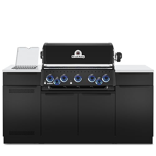 Broil King 876847 Baron 590i Shadow 5-Burner Built-In Island Natural Gas Grill with Side Burner and Rear Rotisserie Burner