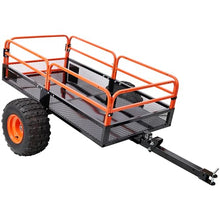 Heavy-Duty Tow-Behind Dump Cart 1500 Lbs Load Capacity, Solid Steel Bed Hauling Cart for ATV UTV Lawn Mower Tractor Yard Garden Farm