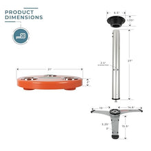 Manufacturers' Select ITC Outdoor Table w/Aluminum Cypress Leg and Radix Stand for Patio/Deck/Dock/Yard - Bright Color Portable Table w/ 3 Large Drink Holders (Orange w/Silver Leg)