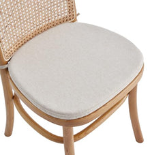 Manhattan Comfort Paragon Modern Cane Accent Dining Chairs, Natural Rattan Back & Seat, American Ash Wood Frame, Fully Assembled Kitchen Furniture, Set of 4, Cream Cushions