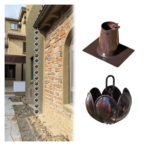 WAHHWF Large Cup Lotus Rain Chain for Gutters, Adjustable Length