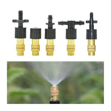 Ship accessories Adjustable Copper Misting Nozzle w/ 4/7mm Plastic Tee Thread Barb Connector Brass Watering Irrigation Sprinkler Cooling Nozzle Irrigation accessories(G)
