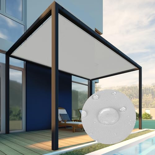 Patio Paradise 15' x 30' Waterproof Shade Cloth with Grommets, 260GSM Sun Shade Sail Rectangle Screen Fabric Patio Cover Pergola Shade Replacement Canopy for Outdoor Garden Backyard, Light Gray
