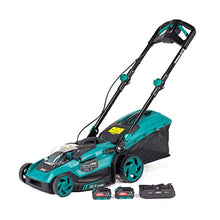 NAC Battery Lawnmower 20 V, Battery Operated Lawnmower with 2 x Li-Ion Batteries 4.0Ah and Dual Charger 3.0 A, Cutting Width 40 cm, Lawn Mower, Electric Collection Tray 40 Liters, Cutting Height 25-75