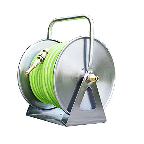 DSWMY Garden Hose reels Hose Reels,Washer Reel, Wall/Floor Mounted Metal Water Hose Reel with Crank Multi-Purpose Steel Wall and Floor Mount Garden Hose Reel,(Reel+65ft (20m))