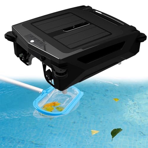 Robotic Solar Pool Skimmer Cleaner: Cordless Pool Skimmer for Pools Automatic Pool Cleaning Robot with Solar Powered Dual Charging