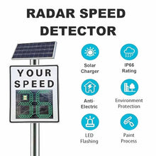 Solar Powered Radar Speed Limit Sign with Accessories, 60x90cm(23.6x35.4in) LED Radar Feedback Sign, Freeway Adjustable Speed Monitor, Aluminum Material
