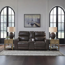 Signature Design by Ashley Leather Power Reclining Loveseat with Console
